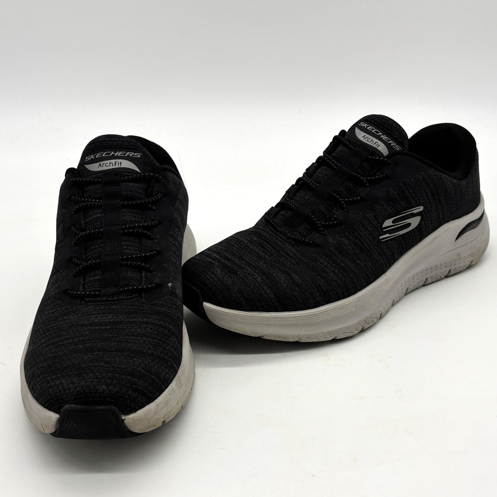 Skechers Arch Fit Sneakers Mens Size 10 Black Grey Good 232709 Walking Shoes